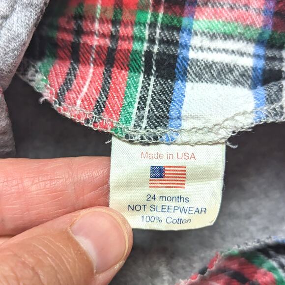 Vintage Jumpsuit Boys Size 18-24m Gray Red Plaid Romper - Picture 8 of 8